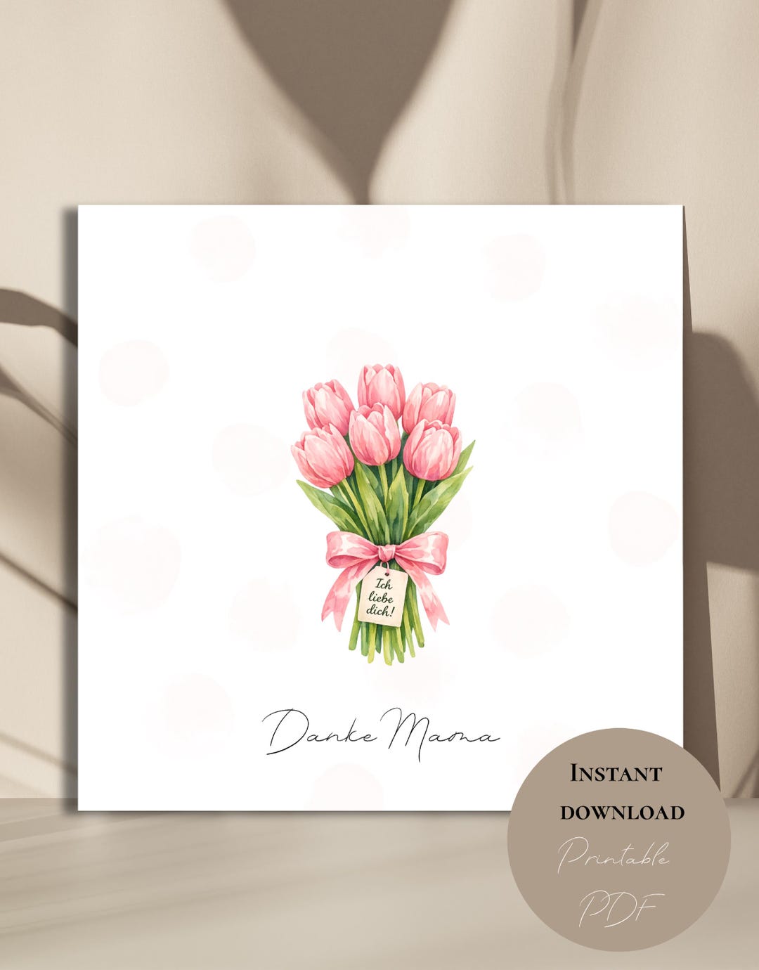 Tulip Bouquet Mother's Day Card | Printable Square PDF - Etsy