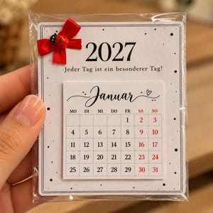 Mini Kalender 2027, Tischkalender, Weihnachtsgeschenk, Glücksbringer, Marienkäfer, Geschenkidee, Silvester, Weihnachten, Kollegen, Familie, Bestseller