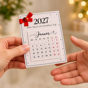 Mini Kalender 2027, Tischkalender, Weihnachtsgeschenk, Glücksbringer, Marienkäfer, Geschenkidee, Silvester, Weihnachten, Kollegen, Familie, Bestseller