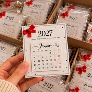 Mini Kalender 2027, Tischkalender, Weihnachtsgeschenk, Glücksbringer, Marienkäfer, Geschenkidee, Silvester, Weihnachten, Kollegen, Familie, Bestseller