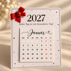 Mini Kalender 2027, Tischkalender, Weihnachtsgeschenk, Glücksbringer, Marienkäfer, Geschenkidee, Silvester, Weihnachten, Kollegen, Familie, Bestseller