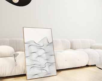 Minimalist Wave Line Art, Abstract Flow Lines Printable Wall Art, Mid Century Modern Wave Design, Black Line Art , Digital Download