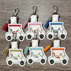 White Vinyl Golf Cart Key Fob With Lobster Claw and Tassel 6 Colors To Choose From