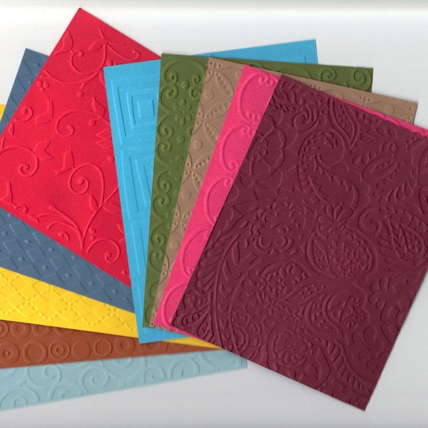 Embossed Cardstock A2 Size Variety of Colors and Designs Pack 25pcs - 4.25 in x 5.5 in