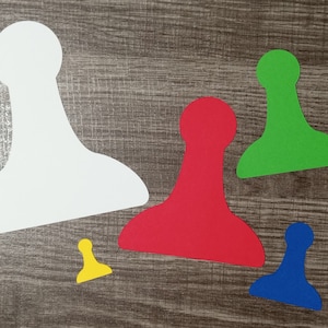 Game Pieces Die Cuts, Bulletin Boards, Wall Decor, Scrapbook Ephemera - 5 sizes 6 Colors
