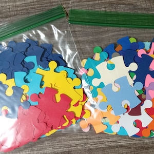 Scrapbooking and Autism Awareness 100 Small Puzzle Pieces Assorted Colors of Solid Color Card Stock