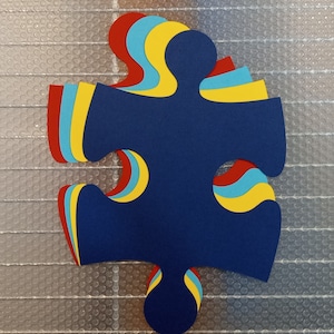 Giant Puzzle Pieces Half Page Size For Banners and Bulletin Boards - Scrapbooking and Autism Awareness - Autism Colors - 20 pcs or 40 pcs