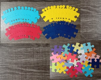 Scrapbooking and Autism Awareness Puzzle Pieces For Banners and Bulletin Boards 48 Pcs - 2 Variations