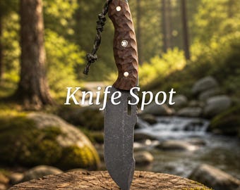 Cuchillo artesanal personalizado, cuchillo de supervivencia artesanal, cuchillo de camping con funda de cuero, cuchillo para exteriores, hoja afilada, regalo de camping