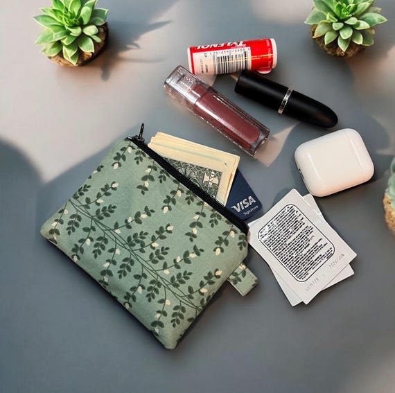 Floral Zipper Pouch, Mini Essentials Bag, Coin Purse, Purse Organizer, Catchall, Budget Gift Ideas