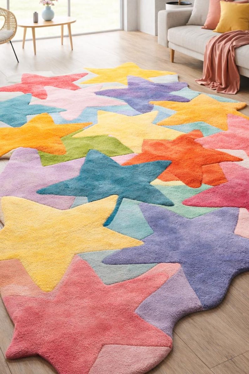 Hand Tufted Wool Star Rug, Playful Kids Nursery Decor - Etsy