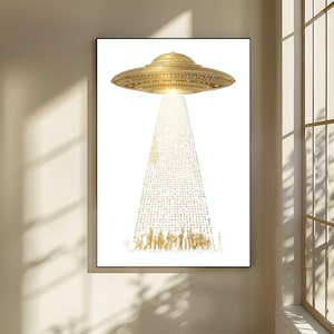 Ancient Alien Invocation Art Print, Golden Script Wallpaper (Digital Download)| AL001
