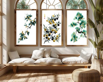 EN100-3| Money Tree Wall Art Set | Feng Shui Prosperity Symbol (Digital Download)