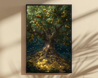 EN002| Majestic Money Tree Art Print | Abundance Feng Shui Wall Decor (Digital)
