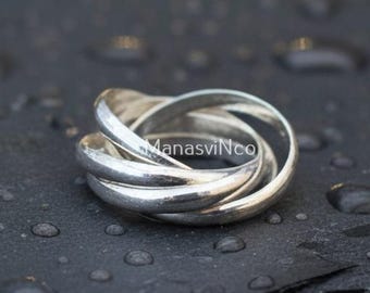 Sterling Silver Trinity Rolling Ring - Minimalist Stacking Band Christmas Gift