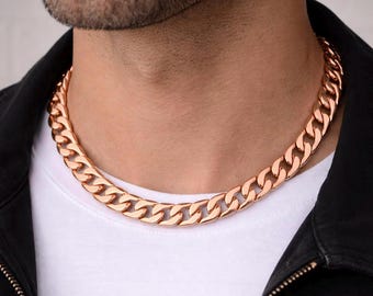 Solid Pure Copper Cuban Link Chain – Artisan S-Clasp Necklace Bracelet Anklet