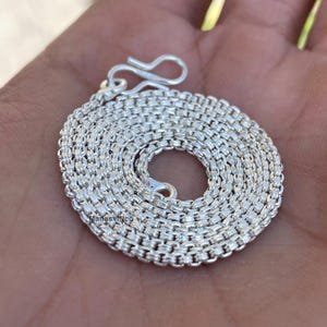 925 Sterling Silver Box Chain Necklace – Square Venetian, Minimalist Choker, Custom Length