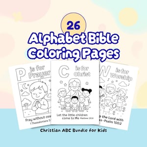 Christian ABC Coloring Pages Bundle for Kids (Digital Download)