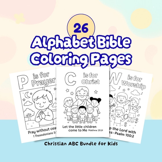 Christian ABC Coloring Pages Bundle for Kids (Digital Download)