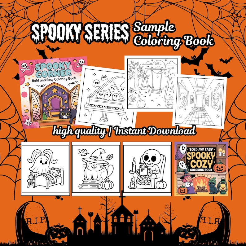 Spooky Halloween Coloring Book Bundle for Kids and Adults, 2000 ...
