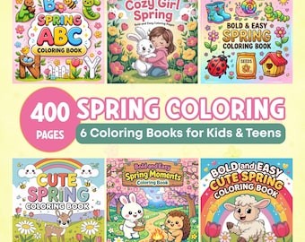 Pacote com 400 desenhos para colorir de primavera para crianças e adolescentes (download digital)
