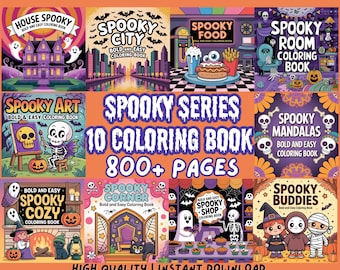 Spooky Halloween Coloring Book Bundle, 800+ Pages (PDF)