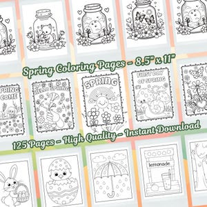 Pacote de Desenhos para Colorir da Primavera: Animais, Cenas Florais (Download Digital) imagem 4