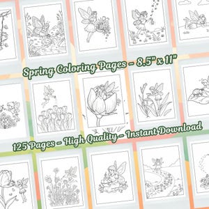 Pacote de Desenhos para Colorir da Primavera: Animais, Cenas Florais (Download Digital) imagem 3