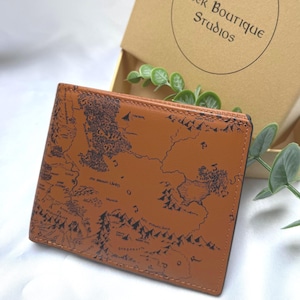Elven Leather Wallet: Fantasy Map, Card & Coin Holder
