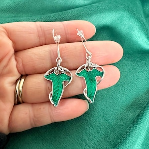 Elven Leaf Dangle Earrings: Green Fantasy Jewelry