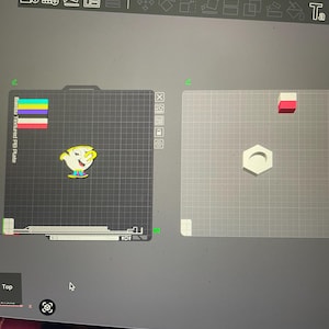 May include: A computer screen displays a design project with a grid background. The project includes a colorful graphic and a cartoon character. The screen also shows various tools and options for the design process.