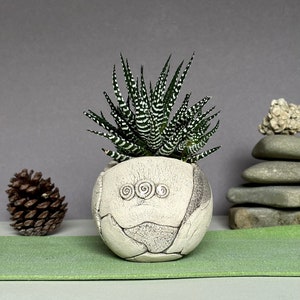 Small Ceramic Sphere Planter Pot for Succulent, Cactus, Flowers, Unique Home Decor, Indoor Decorative Planter, Eclectic Ceramic Planter image 1