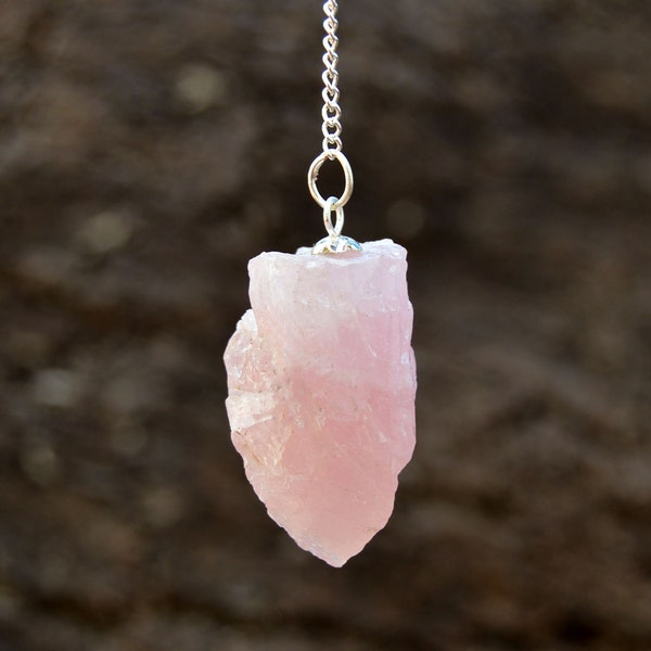 Rose Quartz Point Pendulum - Raw Crystal Pendulum - Crystal Quartz Pendulum - Healing Crystals - Therapeutic Gems