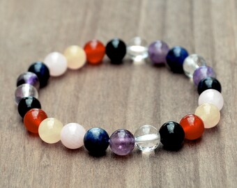 7 Chakra Bracelet - 8mm Beads - Yoga Bracelet - Chakra Beaded Bracelet - Energy Balancing - Gift for Friend