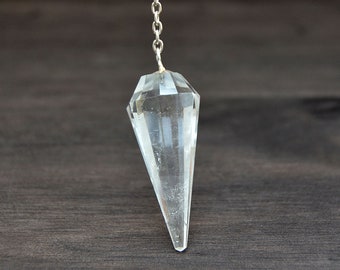 Crystal Quartz Point Pendulum - Balancing Chakra Healing - All Chakras Pendulum for Distance Reading