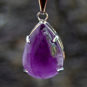 Amethyst Crystal Pendant - Small Teardrop Pendant - Crown Chakra Necklace - Crystal Healing - Gift for Her