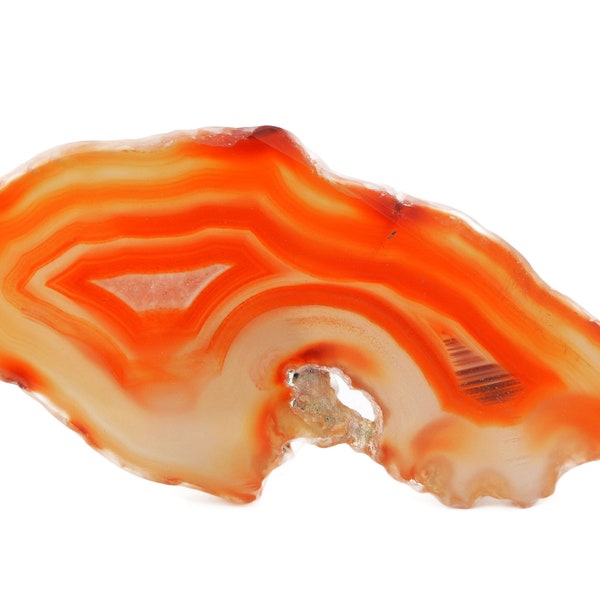 Agate Slice Stone (76mm x 36mm x 4mm) - Orange Agate Crystal - Healing Stones - Brazilian Agate