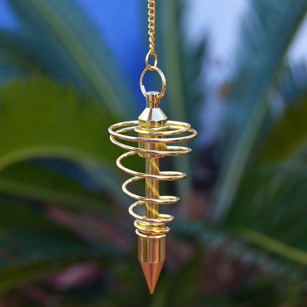 Spiral Metal Pendulum - Large Brass Pendulum - Dowsing & Reiki Tools - Metaphysicial and Spiritual Healing