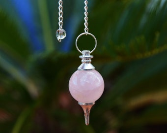 Pink Quartz Pendulum - Mermet Pendulum -  Crystal Healing Reiki - Dowsing Pendulums