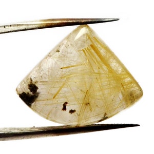 Golden Rutilated Quartz Cabochon Stone (21mm x 17mm x 7mm) 21cts - Triangle Crystal Quartz Gemstone