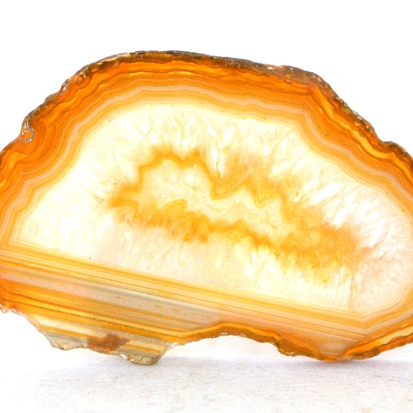 Banded Agate Slice Druzy Stone (57mm x 37mm x 3mm) - Orange Agate - Agate Crystal - Healing Stones - Brazilian Agate