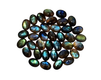 1 Pierre de Cabochon Labradorite (14mm x 10mm x 7mm) - Petite Pierre Précieuse Ovale - Cabines Calibrées