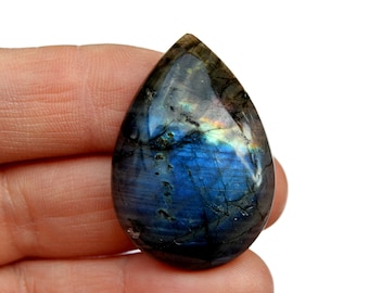 Labradorite Cabochon Gemstone (39mm x 28mm x 7mm) - Drop Gemstone - Blue Labradorite Crystal