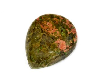 Unakite Teardrop Cabochon Stein (24mm x 19mm x 7mm) - Natürlicher Edelstein - Loser Kristall