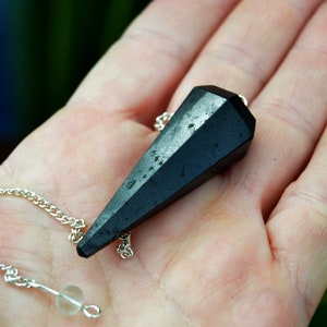 Black Tourmaline Pendulum Dowsing Faceted Crystal Pendulum Divination and Balancing Chakra image 7