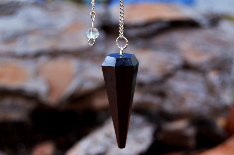 Black Tourmaline Pendulum Dowsing Faceted Crystal Pendulum Divination and Balancing Chakra image 5