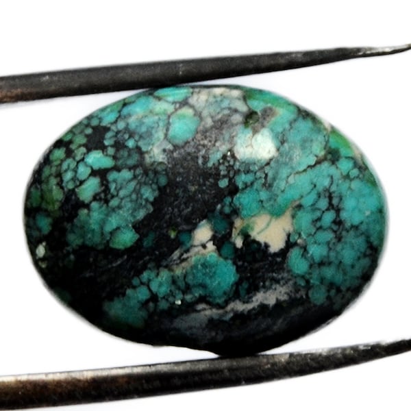 Natural Turquoise Cabochon (15mm x 11mm x 3mm) 3.5cts - Oval Crystal Stone - Tibetan Turquoise Gemstone