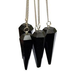 Black Tourmaline Pendulum Dowsing Faceted Crystal Pendulum Divination and Balancing Chakra image 4