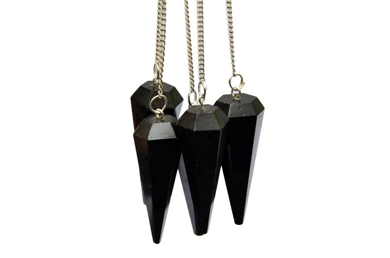 Black Tourmaline Pendulum Dowsing Faceted Crystal Pendulum Divination and Balancing Chakra image 4