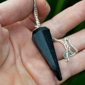 Black Tourmaline Pendulum Dowsing Faceted Crystal Pendulum Divination and Balancing Chakra image 3